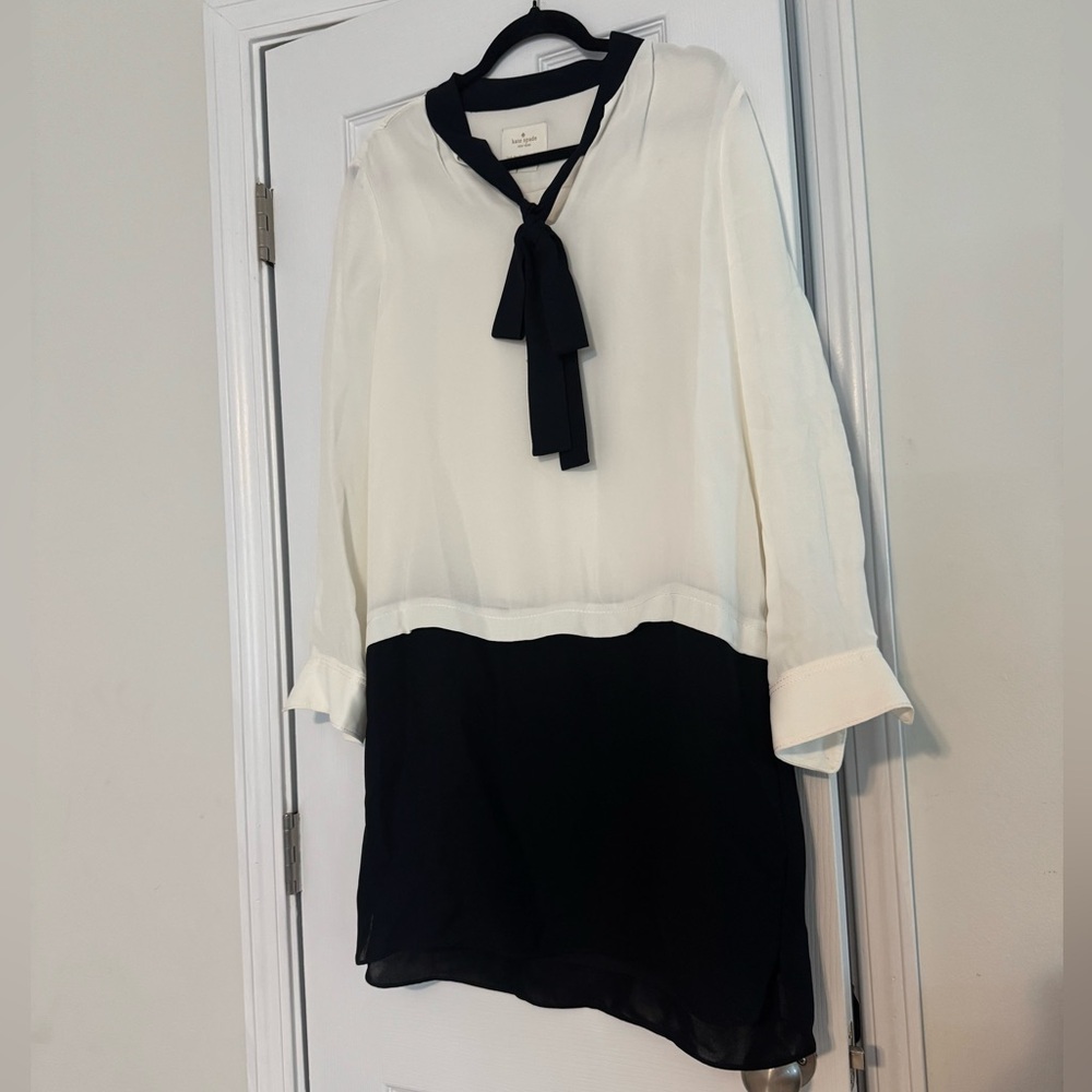 Kate Spade Elegant Black‎ and White Long Sleeve Dress